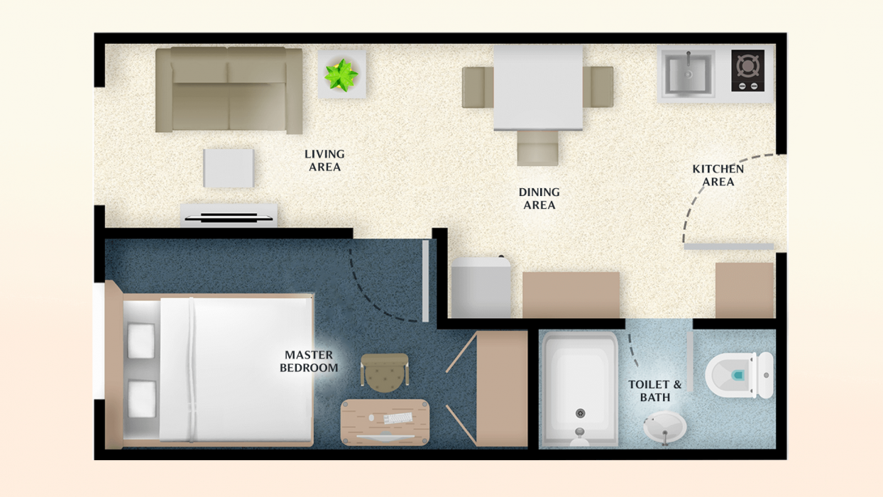 1 bedroom condo unit floor plan